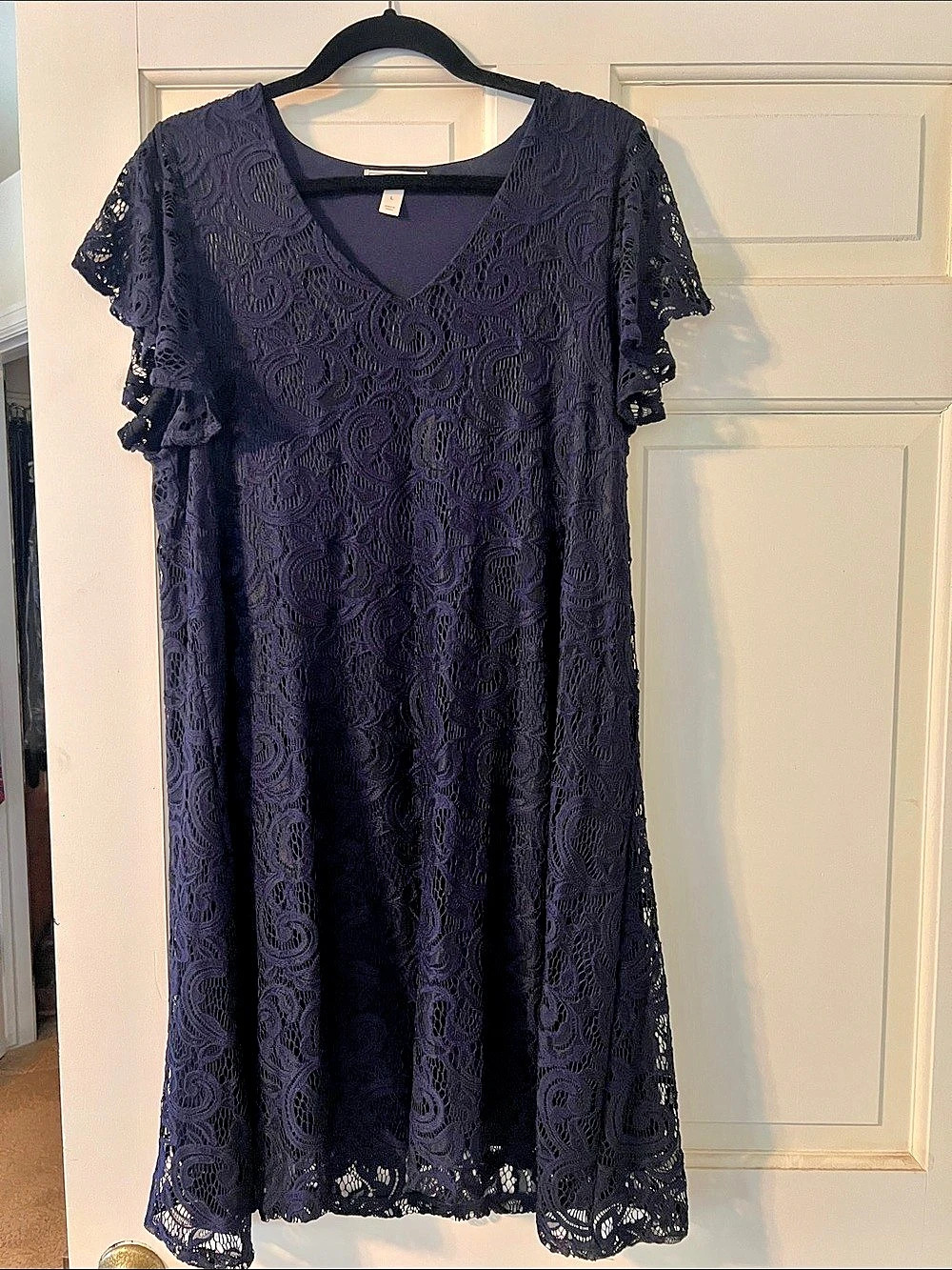 Dana Buchman Lace Mini Dress in Blue Size Large Like New